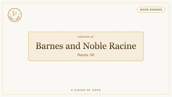 Barnes and Noble Racine Book Reading and Signing event flyer